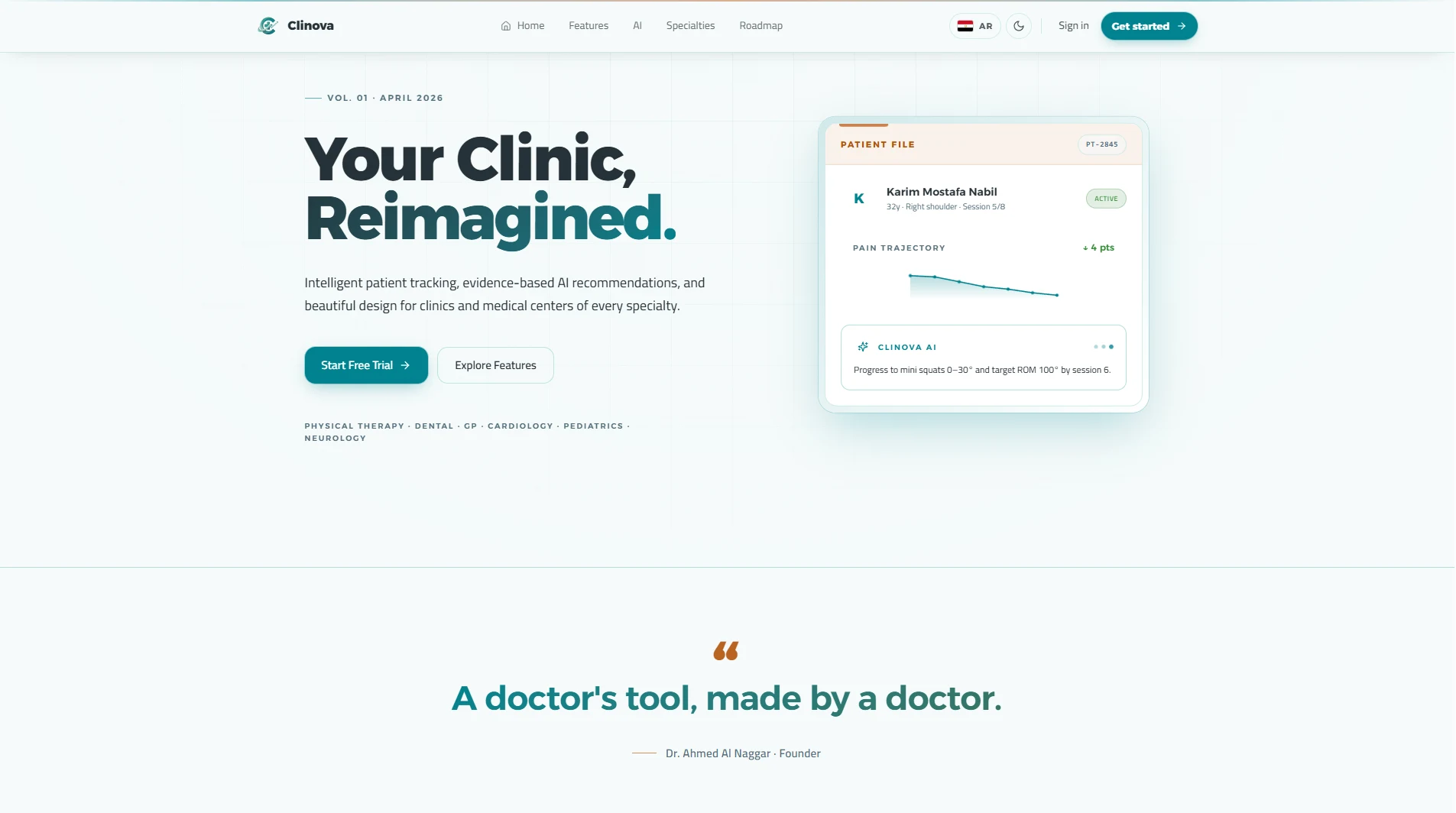 Clinova | AI-Powered Clinic Management for Egypt